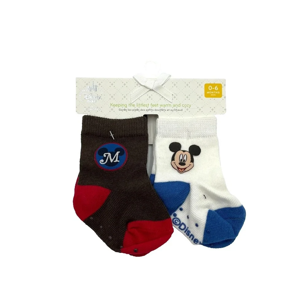 Disney Baby Mickey Mouse Two Pairs Socks 0-6M New